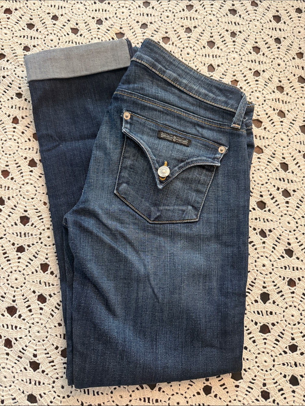 Hudson Jeans Dark Blue Skinny Jeans with Flap Back Pocket